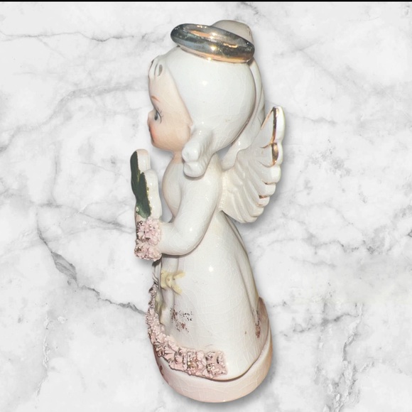 Vtg BETSON'S Japan Kitschy March  Angel Green Shamrock Hand Painted Figure - Picture 2 of 4